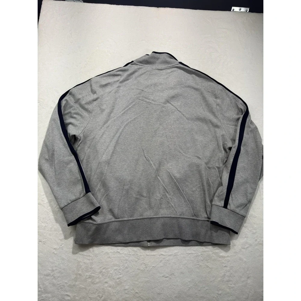 Polo Ralph Lauren Track Jacket Mens 2XL Gray French Terry Full Zip Sport Stripe